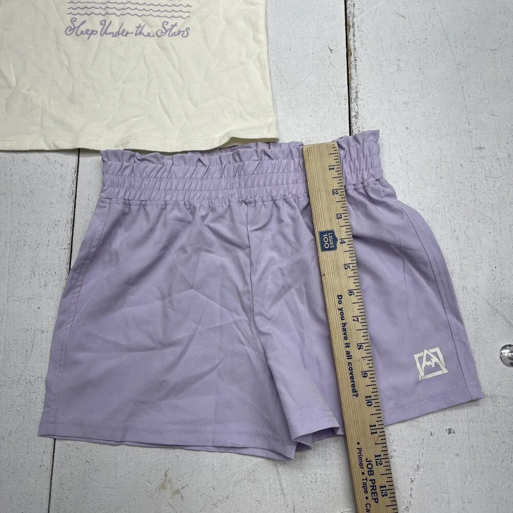 Avalanche Girls 6X Purple 2 Piece Tee & Shorts Set Sleep Under The Stars